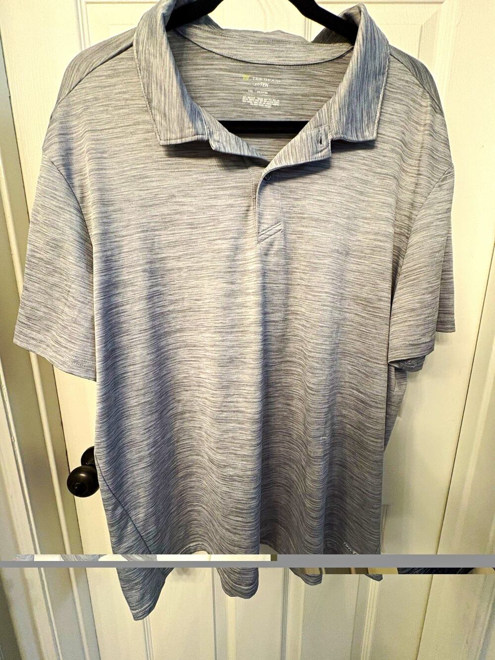 Tek Gear DRYTEK Men's 2XL Gray Solid Short Sleeve Collared Polo Polyester
